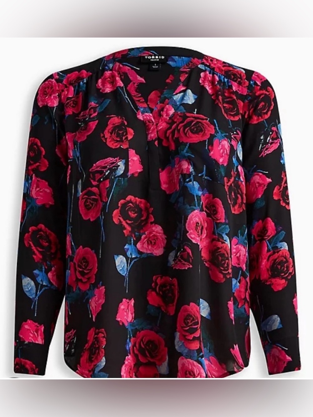 🩷 Torrid Hot Pink Blue and Black Harper Top